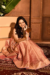 Pastel Pink Banarasi Tissue Handloom Sarees
